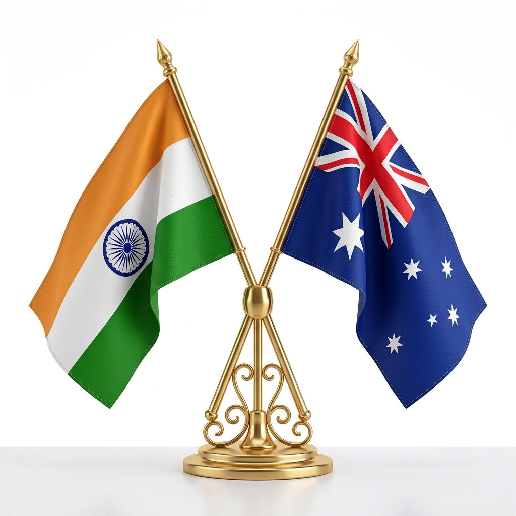 Crossed Flags of India and Australia